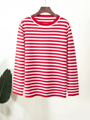 Eco-friendly Loose Casual Striped Knitted Sweater