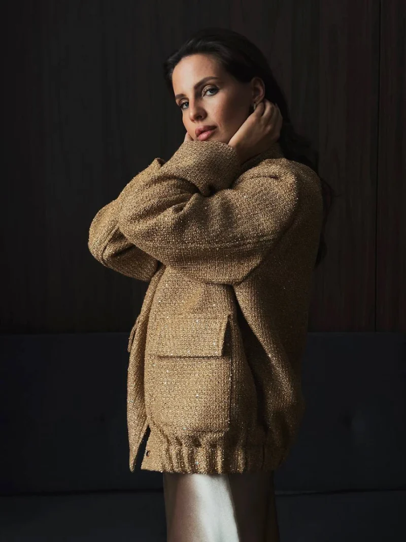 Eco-friendly Loose Tweed Sequin Fashion Coat Chic - Image 5