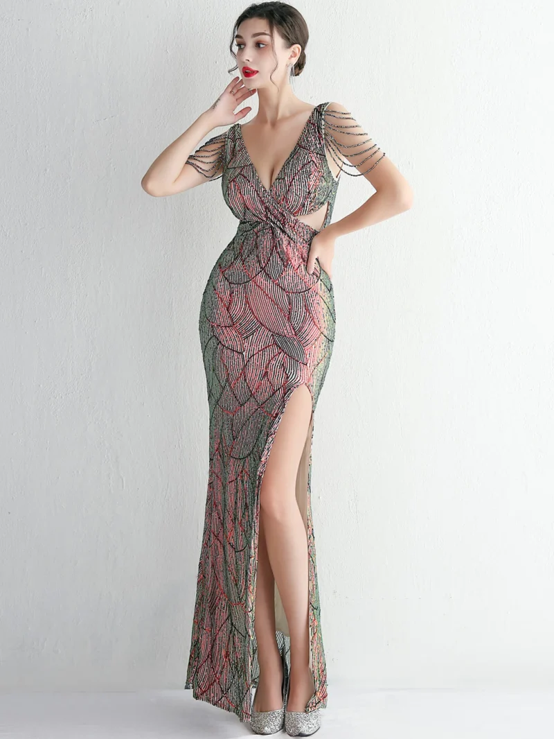 Eco-Friendly Black Sequin Maxi Summer Dress