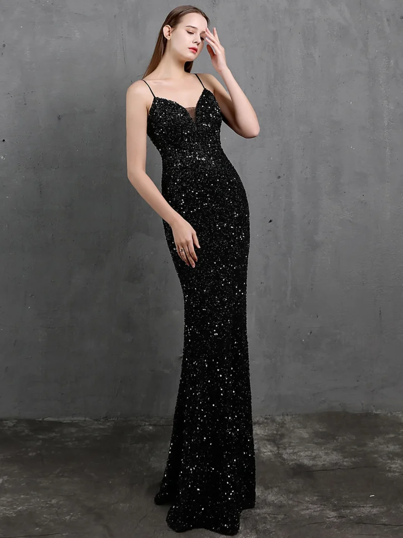 Eco-Friendly Backless Sequin Slip Maxi Dress - Image 3