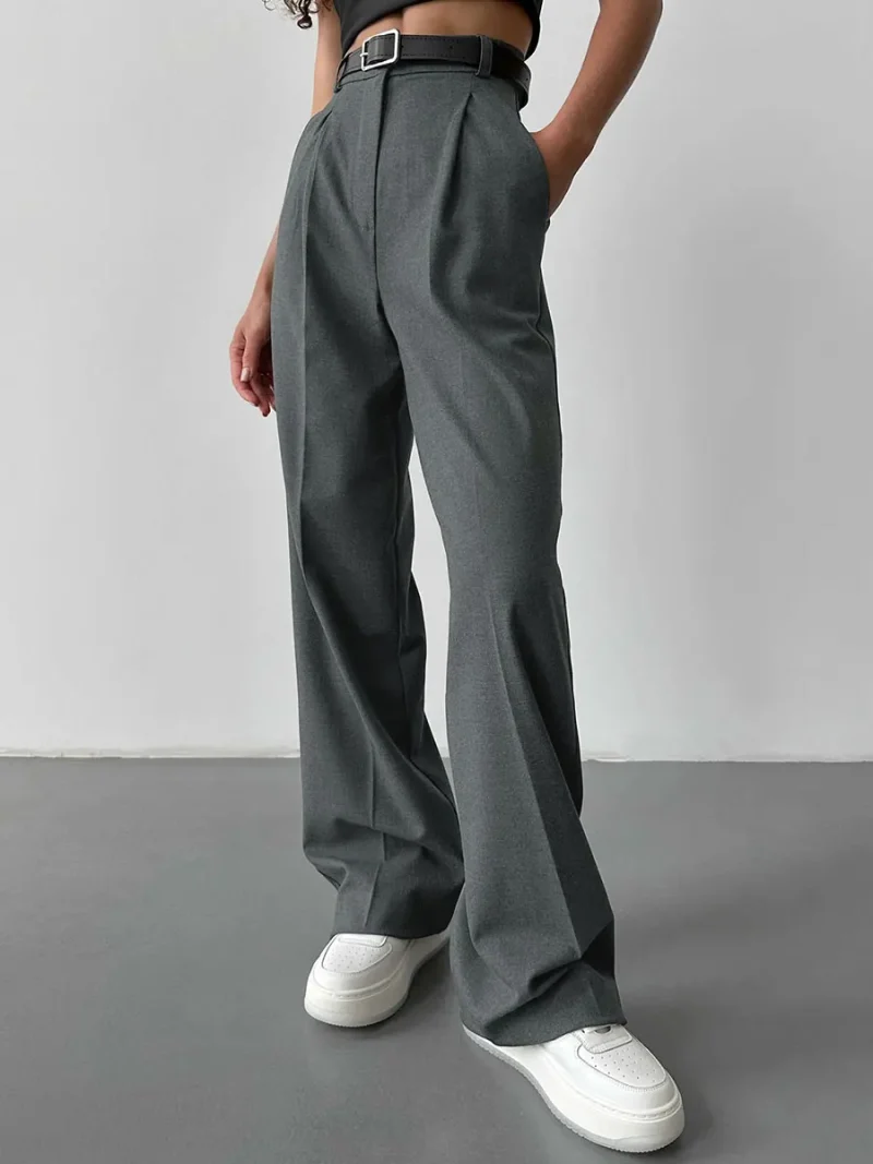 Eco-friendly High Waist Pleated Wide-Leg Pants - Image 2