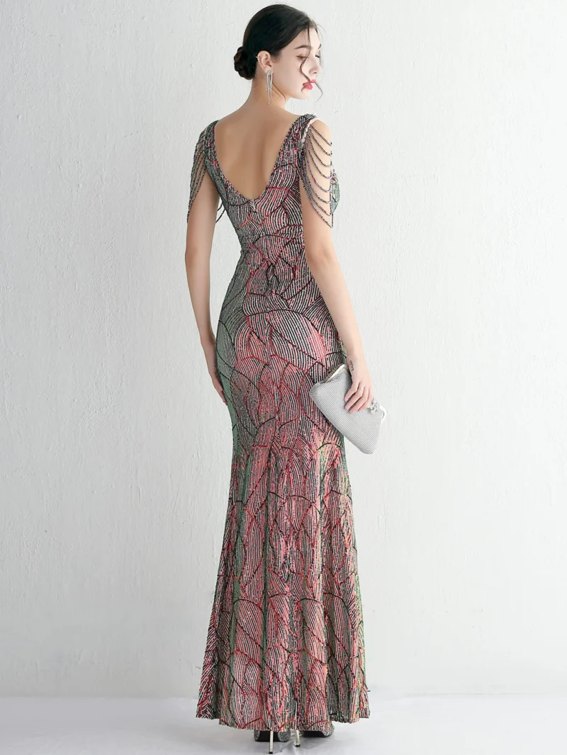 Eco-Friendly Black Sequin Maxi Summer Dress - Image 5