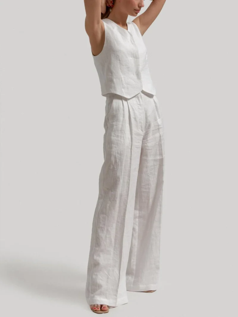 Eco-friendly Cotton Linen Vest Shorts Set - Image 5