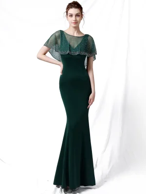 Eco-Friendly Rhinestone Mesh Maxi Dress