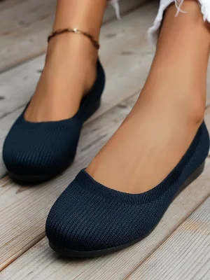 Spring Autumn Casual Slip-On Knit Flat Shoes