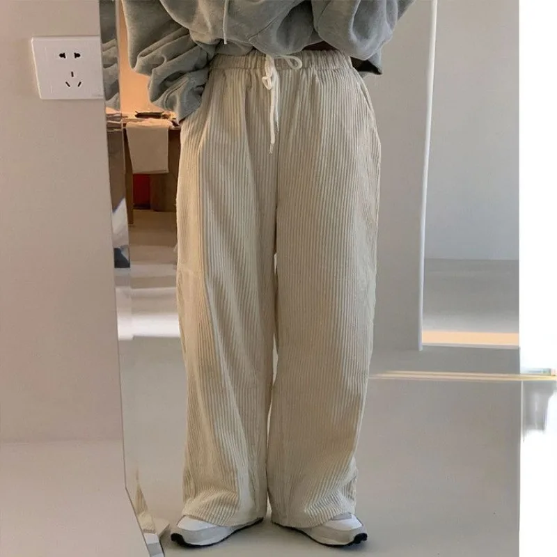 Vintage Corduroy Wide Pants: Kawaii Plaid Sweatpants