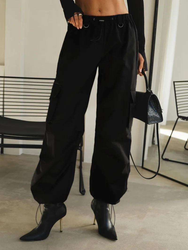 Eco-friendly Cotton Elastic Waist Cargo Pants - Image 5