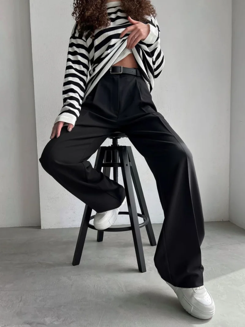 Eco-friendly High Waist Pleated Wide-Leg Pants - Image 6