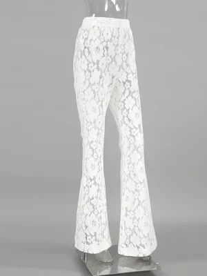 Eco-friendly White Lace Flare Beach Pants