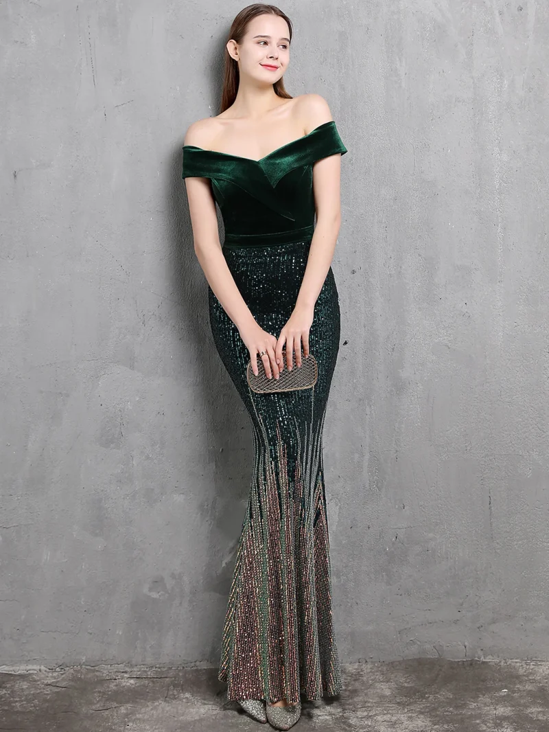 Eco-Friendly Black Sequin Backless Evening Dress - Image 6
