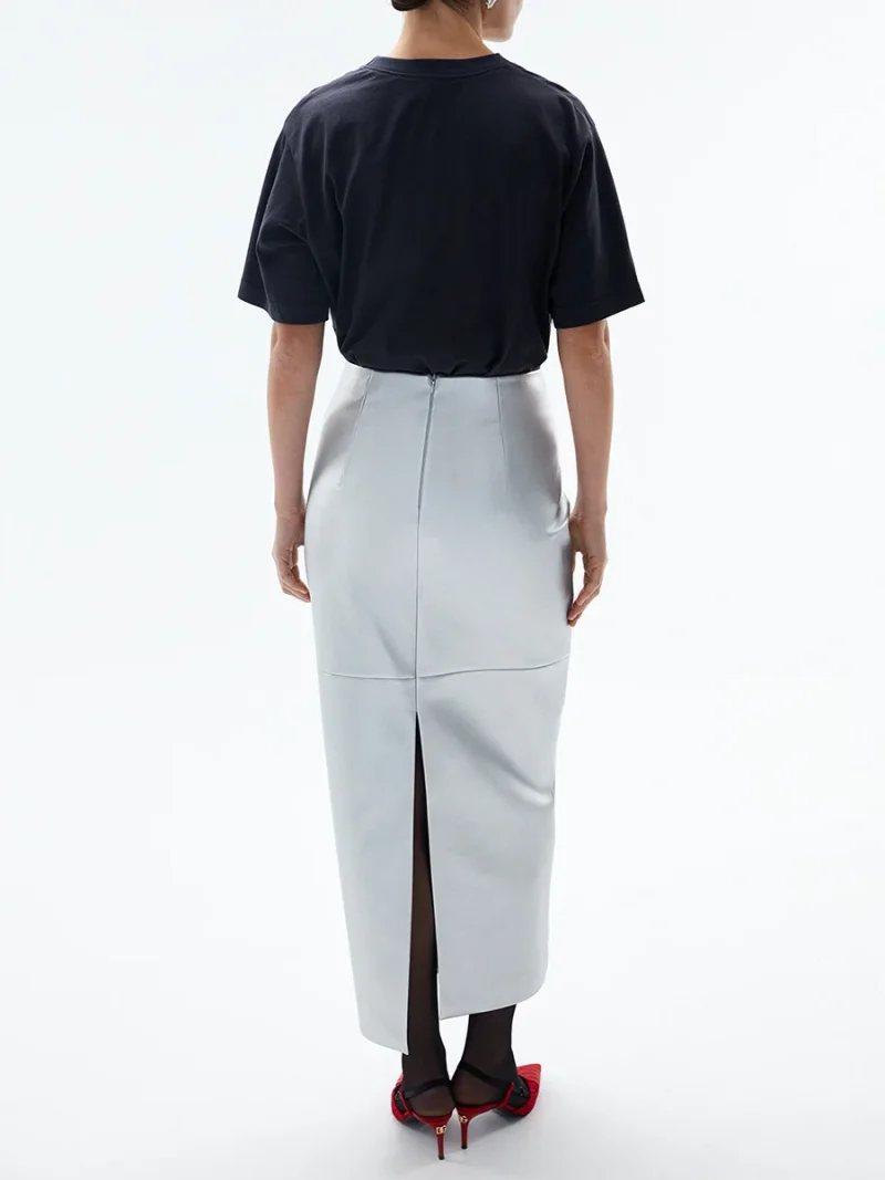 Eco-friendly Gold PU Leather High Waist Skirt - Image 3