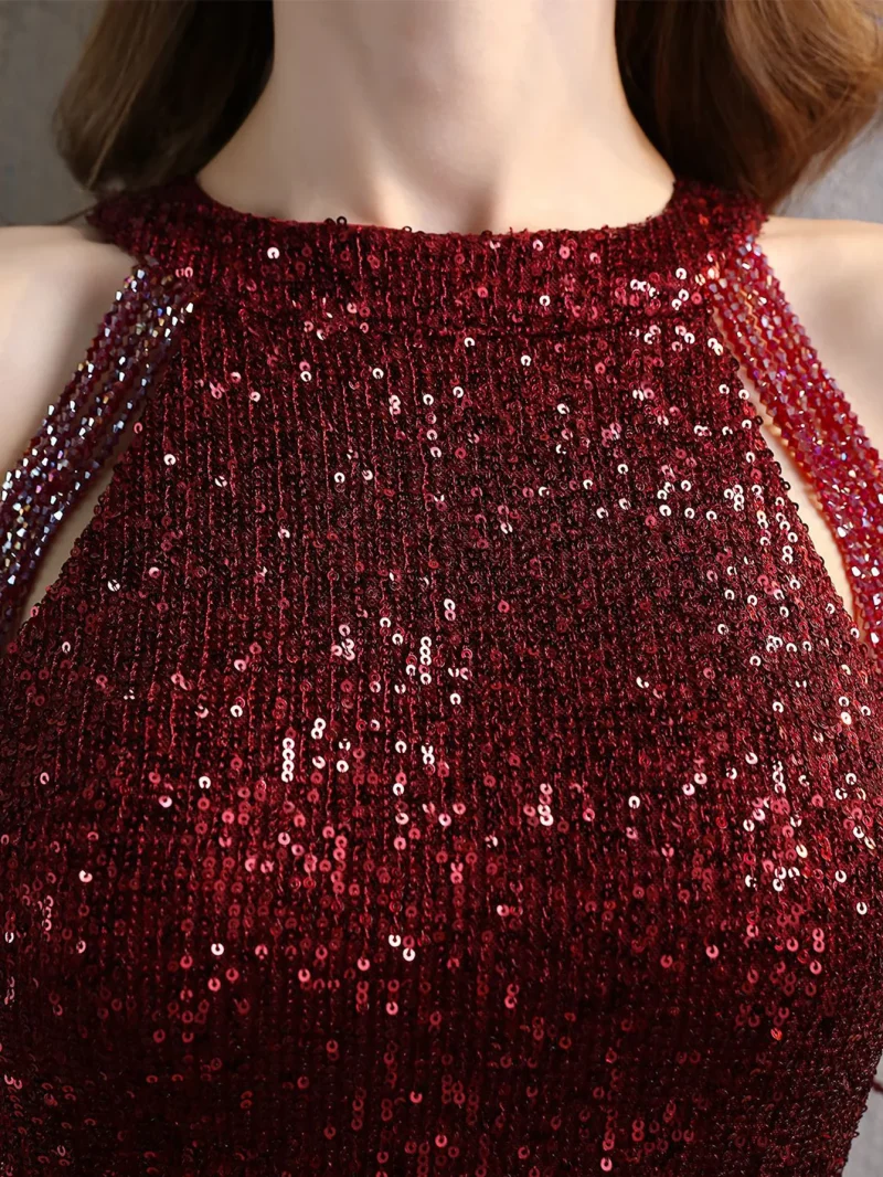 Eco-Friendly Black Pink Sequin Summer Dress - Image 10
