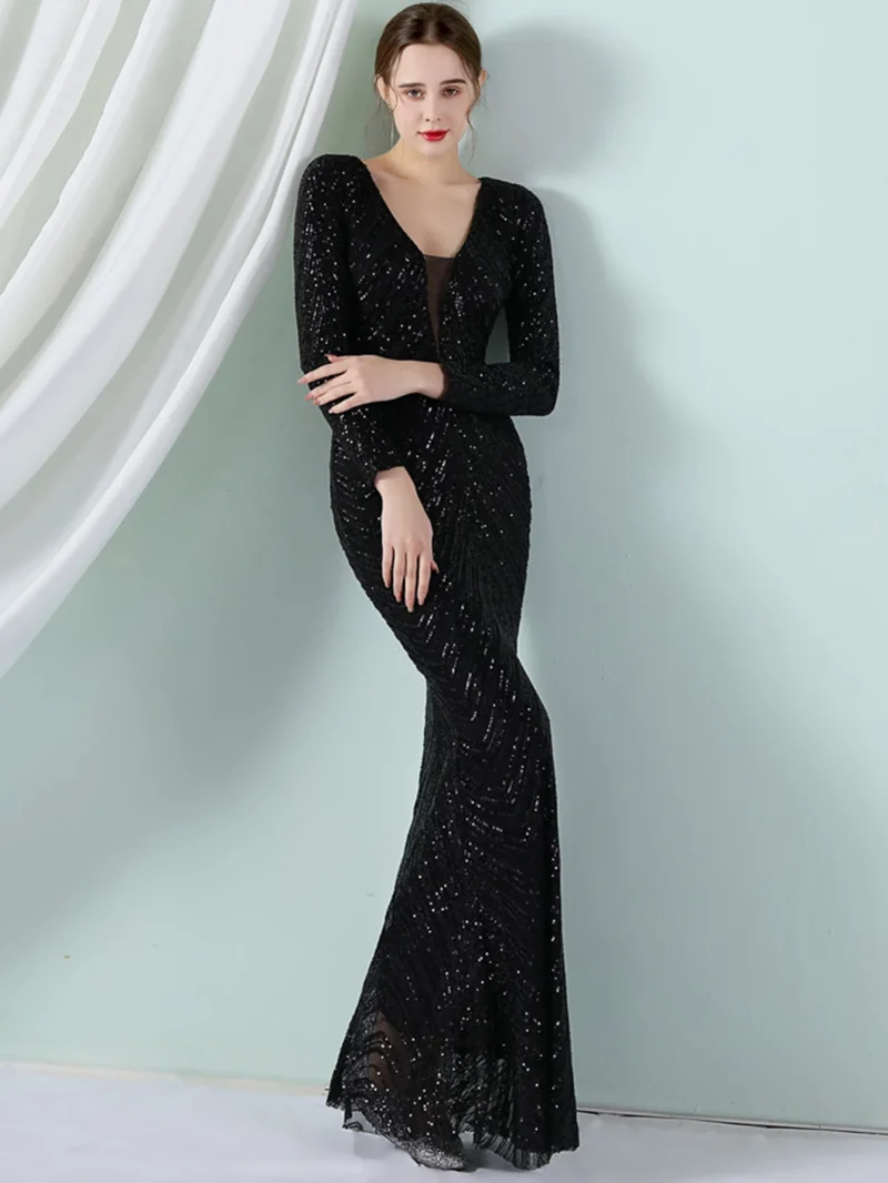 Eco-Friendly Vintage Sequin Maxi Party Dress - Image 3