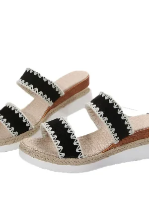 New Summer Bohemian Weave Wedge Platform Sandals