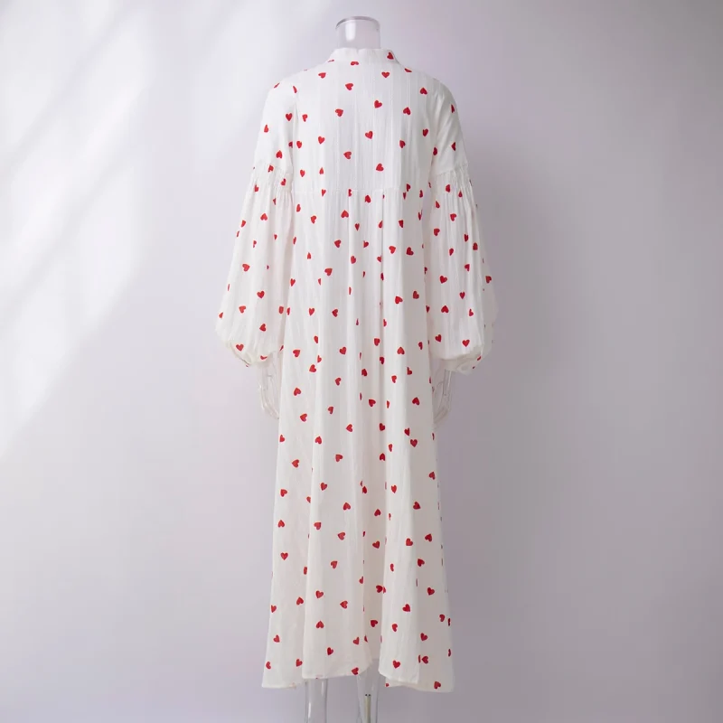 Eco-friendly Jacquard Heart Print A-line Dress - Image 5