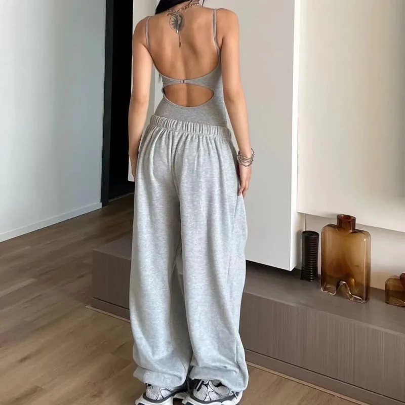 Oversized Y2K Grey Sweatpants: Vintage Harajuku Joggers