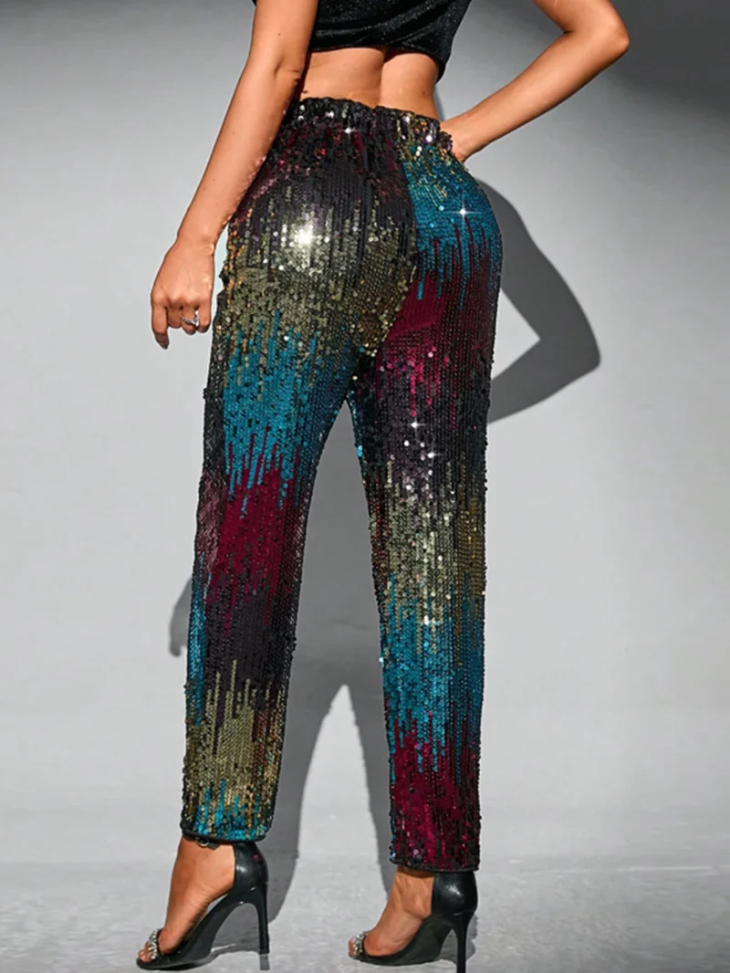 Eco-Friendly High-Waisted Sequin Baggy Pants - Image 2