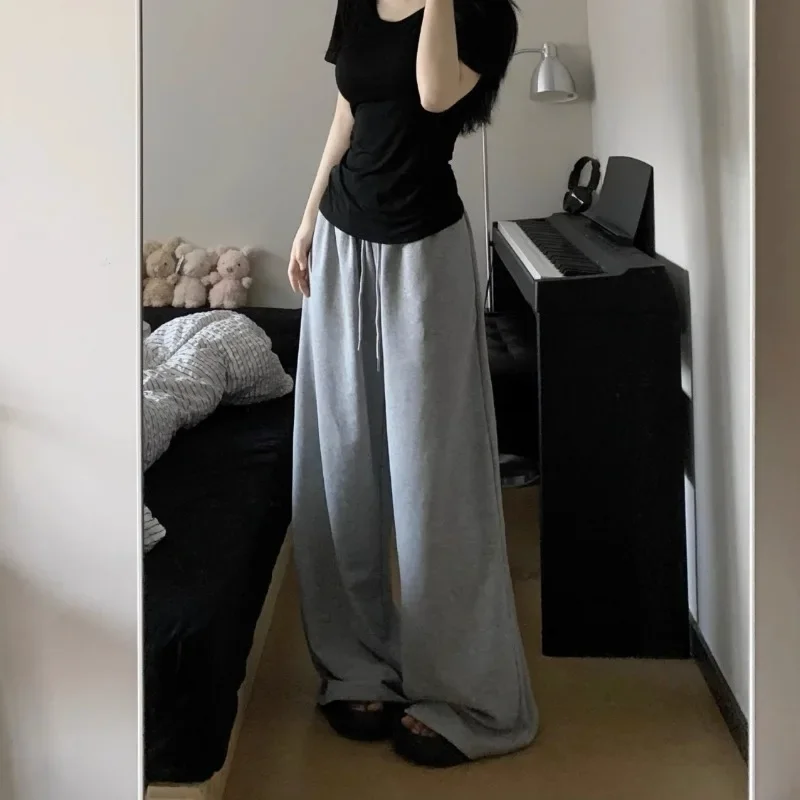 Vintage Grey Wide Leg Sweatpants Women - Image 2