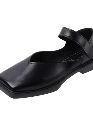 Square Toe Flat Leather Shoes