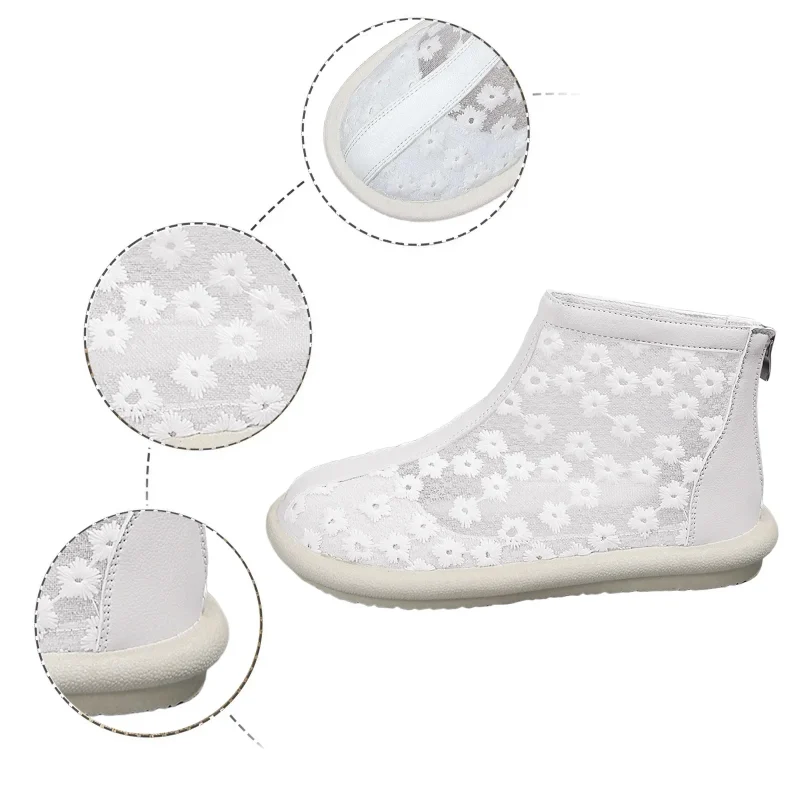Casual Summer Flat Lace Mesh Boots - Image 5