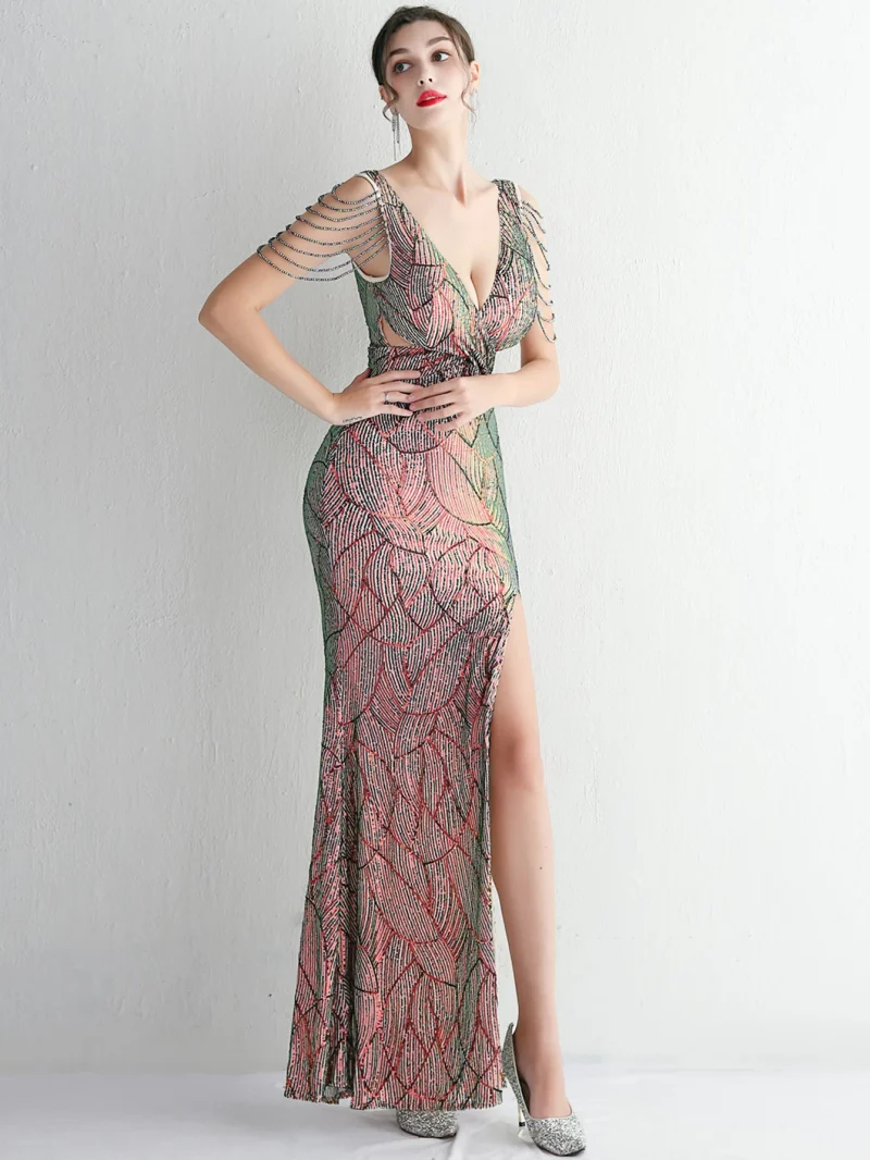 Eco-Friendly Black Sequin Maxi Summer Dress - Image 4