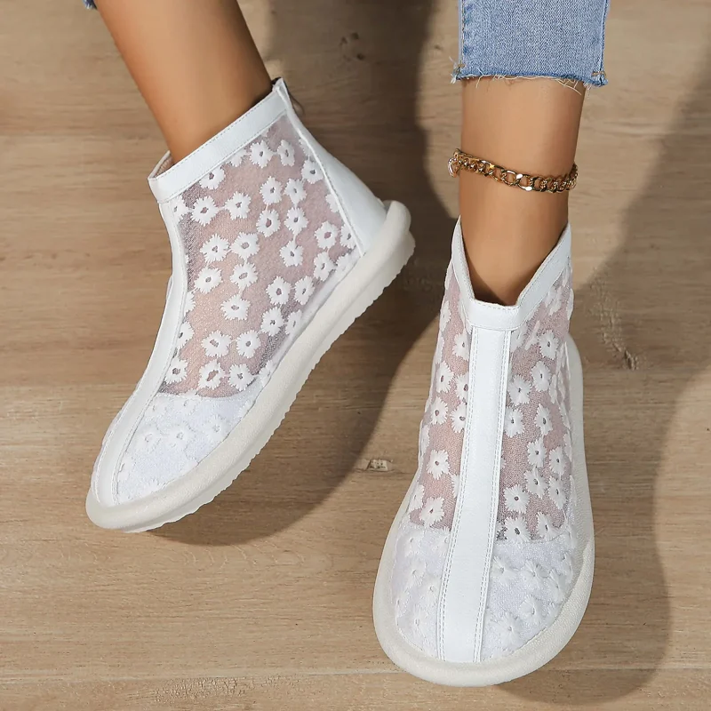 Casual Summer Flat Lace Mesh Boots - Image 3