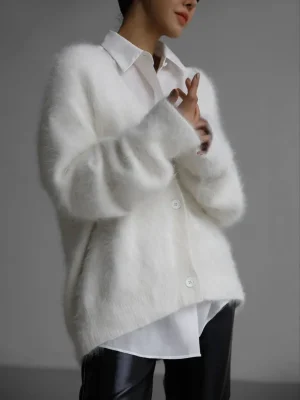 Eco-friendly Imitation Mink Vintage Knitted Cardigan