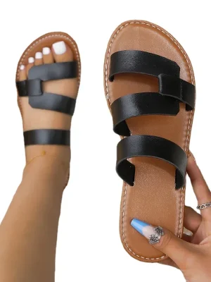 Popular Summer Solid Color Flat Sandals