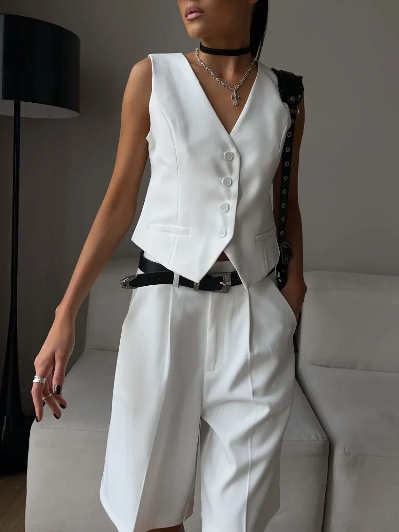 Eco-friendly Chic Summer Vest and Shorts Set - Image 5
