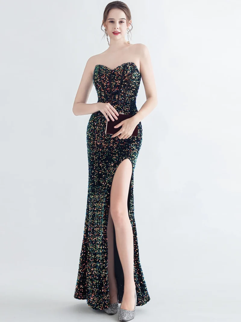 Eco-Friendly Sequin Backless Maxi Summer Dress - Image 3