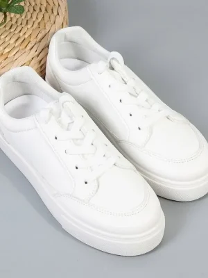 Low Heel Lace-Up Sneakers: High Quality Rubber Sole