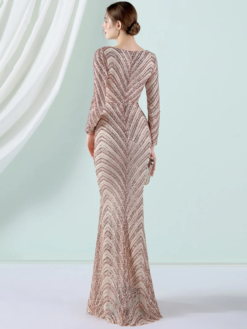 Eco-Friendly Vintage Sequin Maxi Party Dress - Image 2