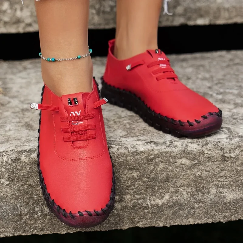 Spring Platform Loafers: Casual Lace-Up Leather Flats - Image 4