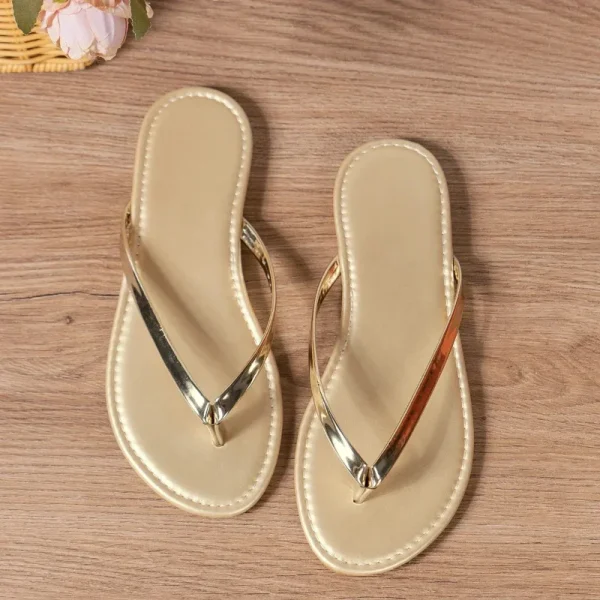 Eco-Friendly Silver Gold Women's Beach Slippers - Image 6