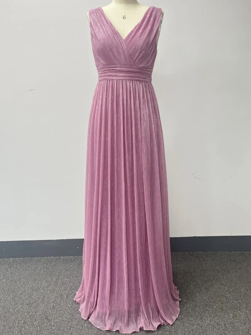 Eco-Friendly Pink Backless Mesh Maxi Dress - Image 9