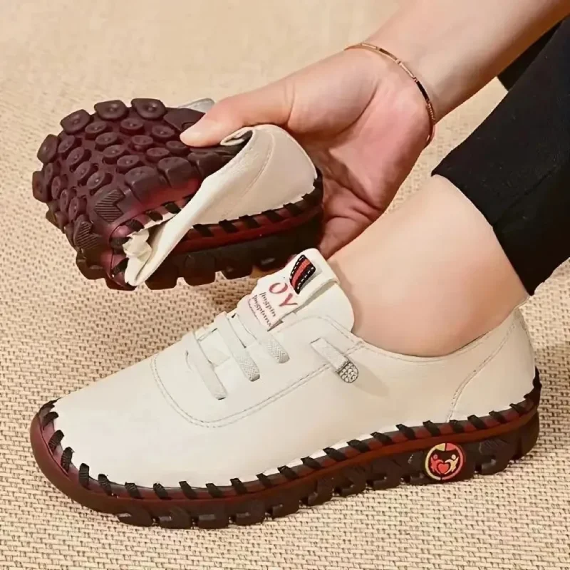Spring Platform Loafers: Casual Lace-Up Leather Flats