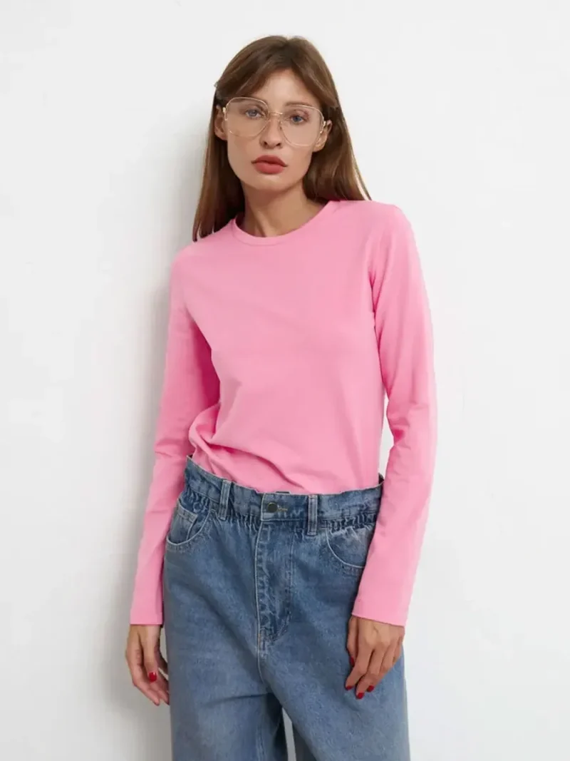 Eco-friendly Cotton Basic Long Sleeve T-Shirt - Image 2