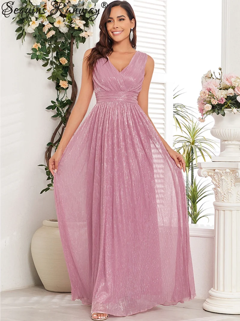 Eco-Friendly Pink Backless Mesh Maxi Dress - Image 2