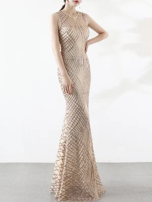 Eco-Friendly Sequin Fishtail Bodycon Maxi Dress