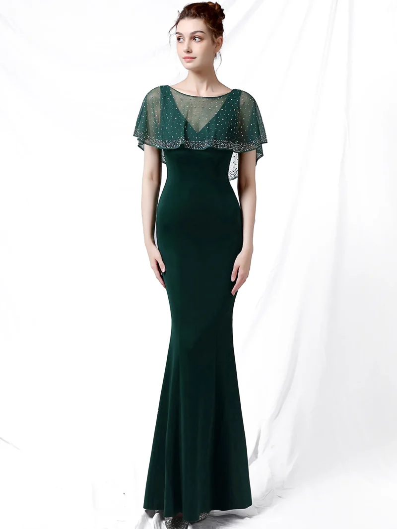 Eco-Friendly Rhinestone Mesh Maxi Dress - Image 5