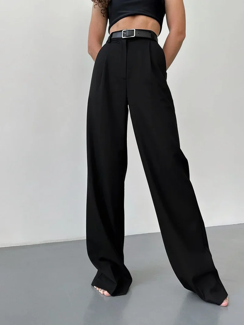 Eco-friendly High Waist Pleated Wide-Leg Pants - Image 5