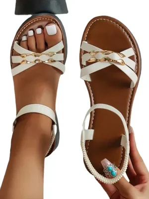 Rome Open Toe Flats: Slingback Summer Beach Slides