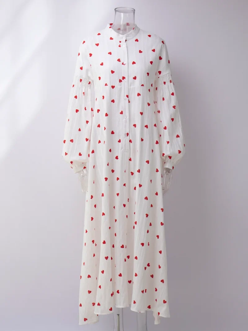 Eco-friendly Jacquard Heart Print A-line Dress