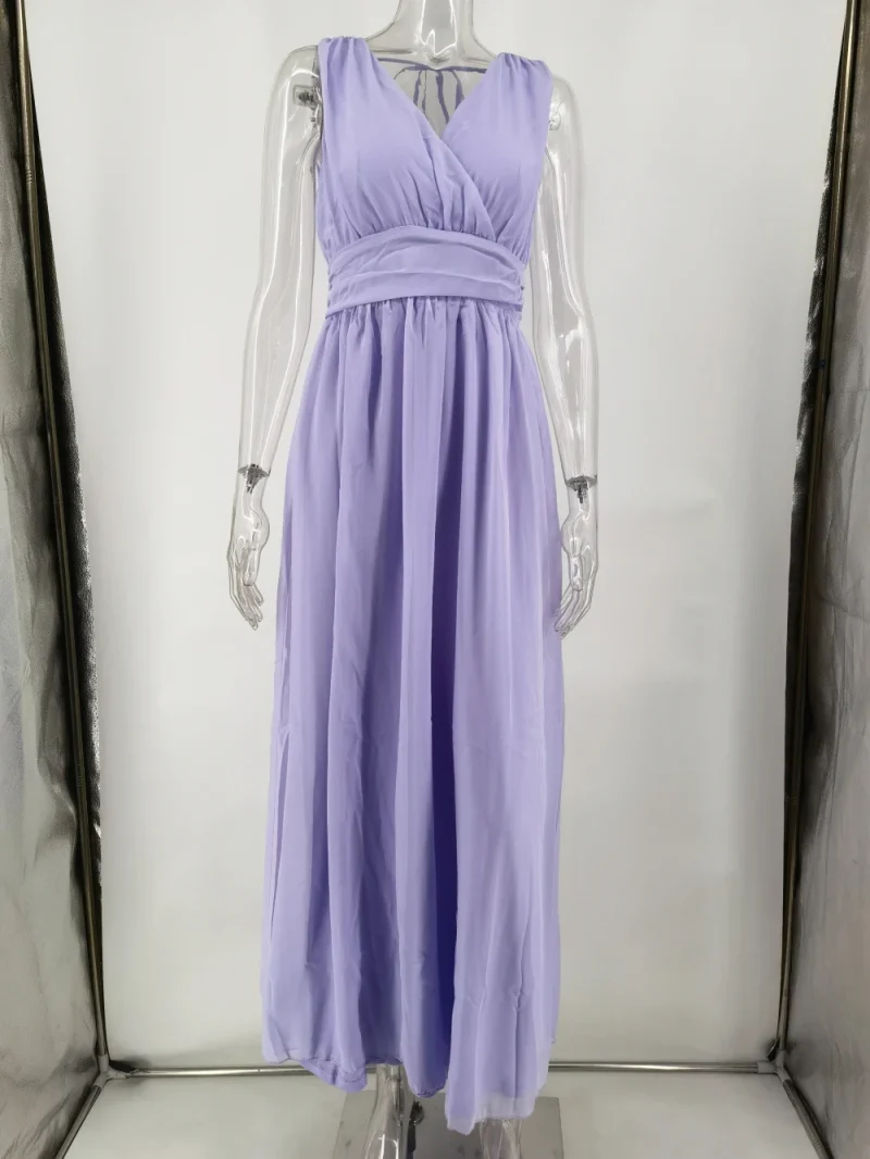 Sexy Backless Green Chiffon maxi Summer Dress - Image 3