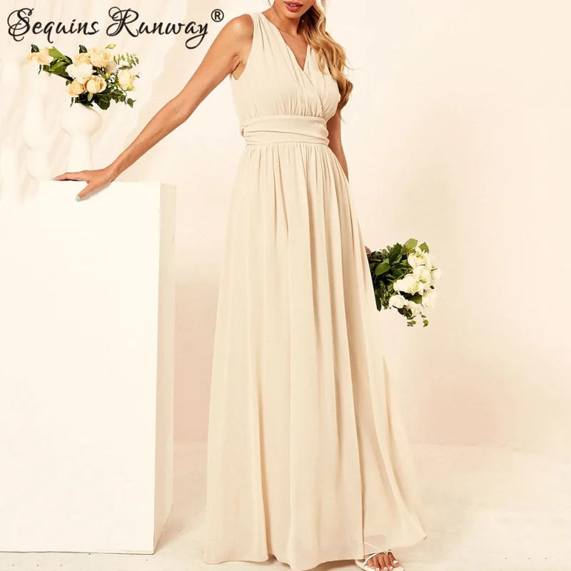 Sexy Backless Green Chiffon maxi Summer Dress - Image 4