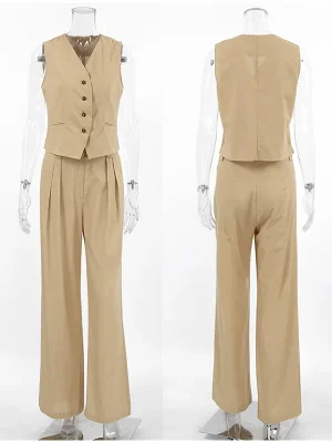 Sleeveless Tank Suit Women’s Wide Leg Pants