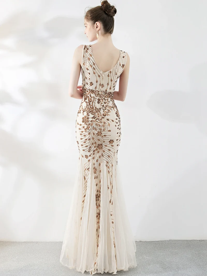Sparkling Backless Maxi Dress with Mesh - Image 6