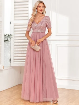 Sparkling Backless Maxi Dress with Mesh