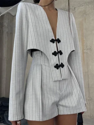 Spring Casual Irregular V-Neck Suit Women