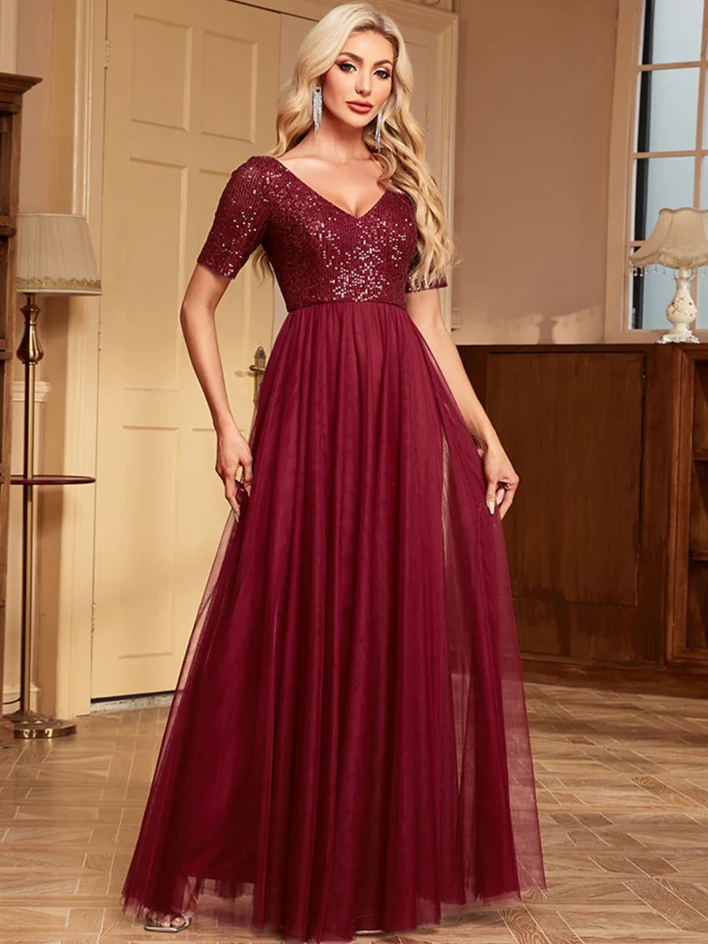 Sparkling Backless Maxi Dress with Mesh - Image 12
